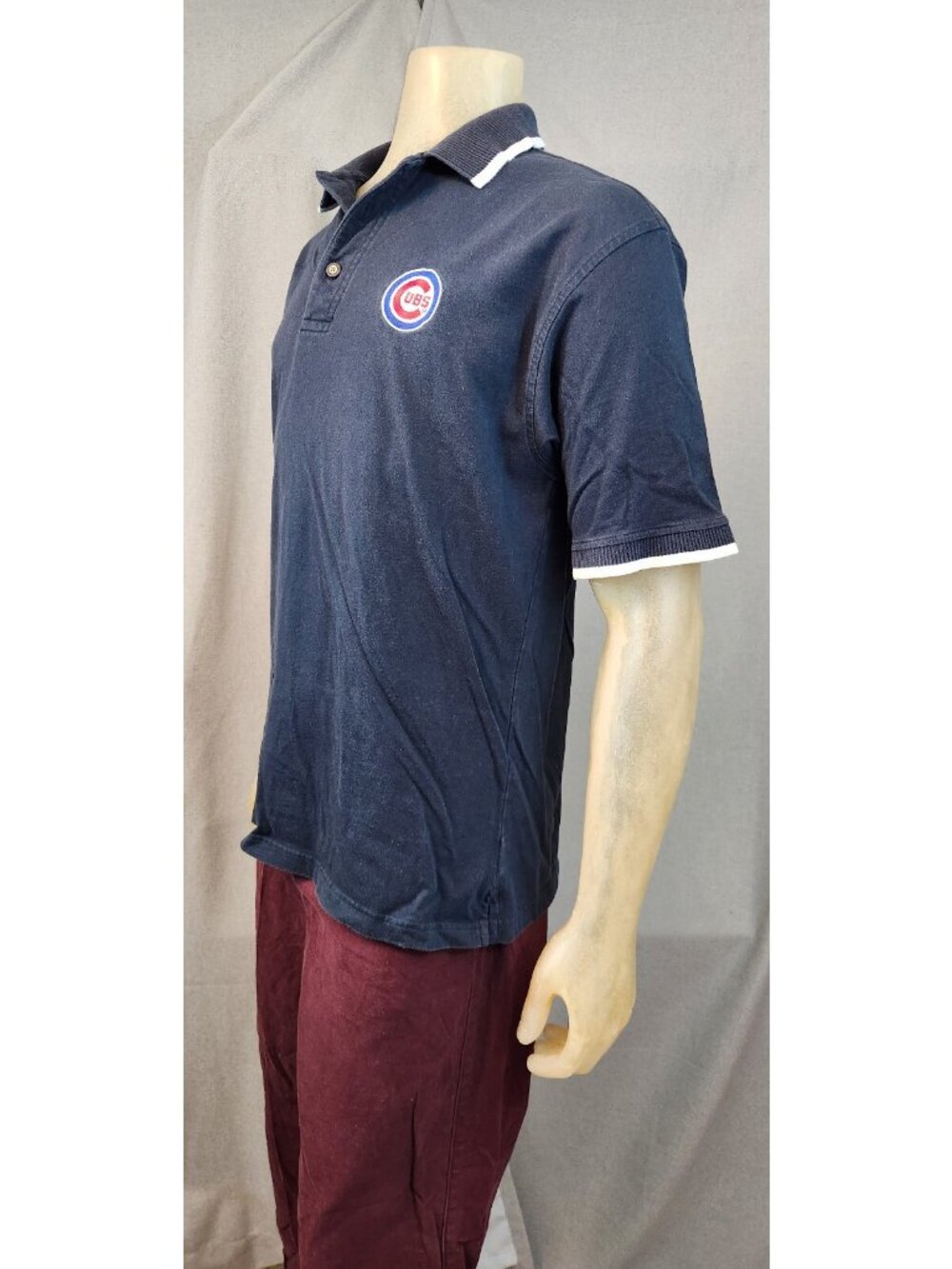 Antigua MLB Chicago Cubs Blue MEDIUM Cotton Short Slv Polo Golf Shirt Top USED - Picture 5 of 6